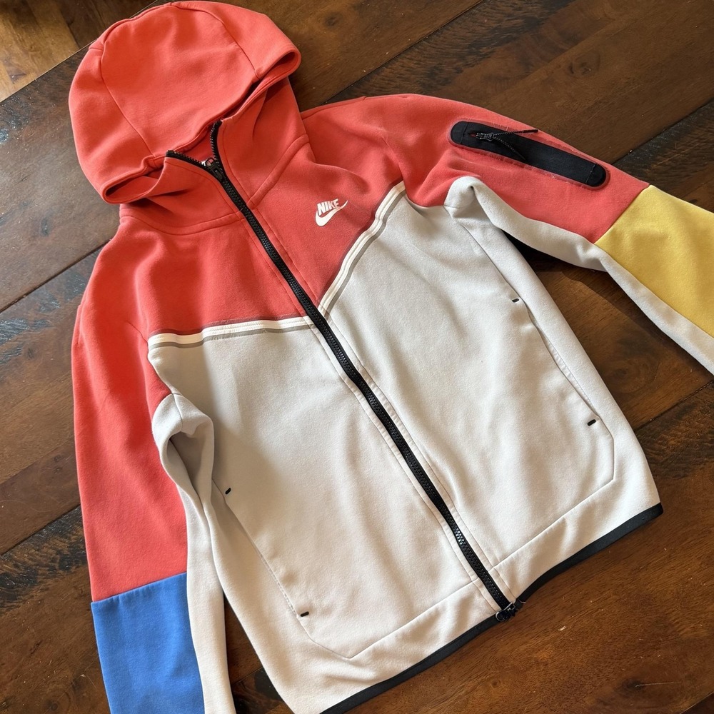 Nike Tech Fleece Hoodie Mens Small Multicolor Colorblock Full Zip CU4489-605